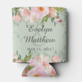 エレガントなピンクの花束 サージュグリーンのウェディング 缶クーラー (裏面)