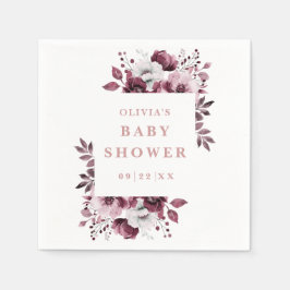 エレガントなピンクの花柄が可愛らしいベイビーシャワーパーティー スタンダードカクテルナプキン