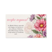 エレガントなピンクの花柄の料理依頼同封カードです