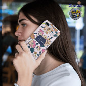 エレガントなピンクの花柄カスタムネームアクセント Case-Mate iPhoneケース