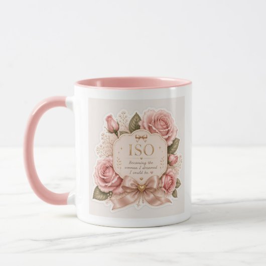 エレガントなピンクの花柄コーヒーカップ マグカップ (左)