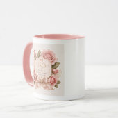 エレガントなピンクの花柄コーヒーカップ マグカップ (正面左)