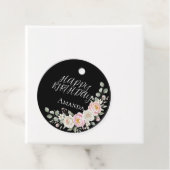 エレガントなピンクの花柄ラウンドパーソナライズドフェイバータグ フェイバータグ (インサイチュ)