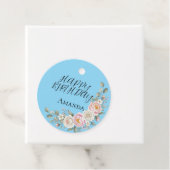 エレガントなピンクの花柄ラウンドパーソナライズドフェイバータグ フェイバータグ (インサイチュ)