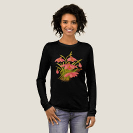 エレガントなピンクの花柄レディースTシャツ トライブレンドＴシャツ