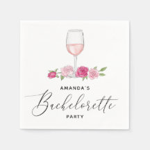 エレガントなピンクの花柄ワイングラス ハッチェロケットパーティー