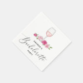 エレガントなピンクの花柄ワイングラス バチェロレッテパーティー スタンダードカクテルナプキン (角)