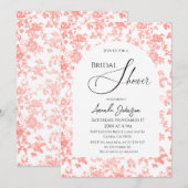 エレガントなピンクの花柄 ブライダルシャワーブランシュ 招待状 (正面/裏面)