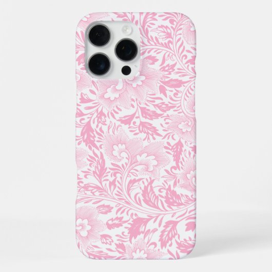 エレガントなピンクの花柄iPhoneカバー iPhoneケース (裏面)