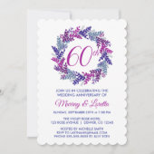 エレガントなピンクの花輪 60周年結婚記念日 招待状 (正面)