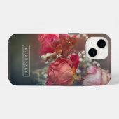 エレガントなピンクの花 カスタムiPhoneケース iPhoneケース (裏面横)