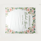 エレガントなピンクの花 ブライダルシャワーの背景 タペストリー (正面(横))