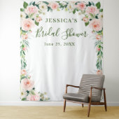 エレガントなピンクの花 ブライダルシャワーの背景 タペストリー (インサイチュ)