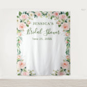 エレガントなピンクの花 ブライダルシャワー 背景 タペストリー (正面)