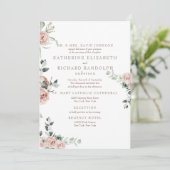 エレガントなピンクの花 ユーカリ 2会場 ウェディング 招待状 (スタンド正面)