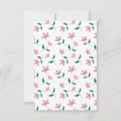 エレガントなピンクの花 招待状 (裏面)