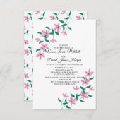 エレガントなピンクの花 招待状 (正面/裏面)