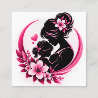 エレガントなピンクの花 母性愛 女性 スクエア名刺