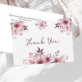 エレガントなピンクの花　結婚前のお礼カード サンキューカード