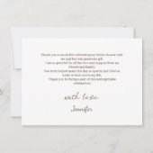 エレガントなピンクの花　結婚前のお礼カード サンキューカード (裏面)