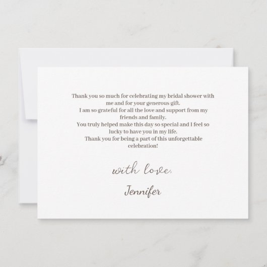 エレガントなピンクの花　結婚前のお礼カード サンキューカード (裏面)