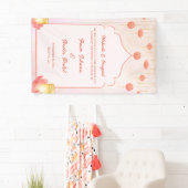 エレガントなピンクの蓮のランタン メヘンディ・サンギート 横断幕 (インサイチュ)