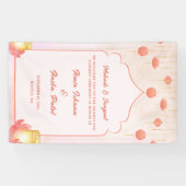 エレガントなピンクの蓮のランタン メヘンディ・サンギート 横断幕 (横)