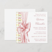 エレガントなピンクの蝶のベビーシャワーガール 招待状 (正面/裏面)