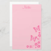 エレガントなピンクの蝶フラワー・ガール 便箋 (正面/裏面)