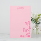 エレガントなピンクの蝶フラワー・ガール 便箋 (スタンド正面)