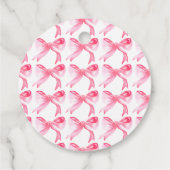 エレガントなピンクの蝶結び ウェディングシャワーのおしゃれなタイトル フェイバータグ (裏面)