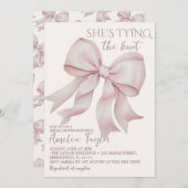 エレガントなピンクの蝶結び ウェディングシャワーのお知らせ 招待状 (正面/裏面)