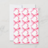 エレガントなピンクの蝶結び ウェディングシャワーのお祝い サンキューカード (裏面)