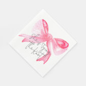 エレガントなピンクの蝶結び ウェディングシャワーのお祝い スタンダードランチョンナプキン (角)
