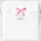 エレガントなピンクの蝶結び バチェロレッテパーティー ラウンドシール (バッグ)
