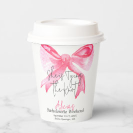 エレガントなピンクの蝶結び バチェロレッテパーティー 紙コップ