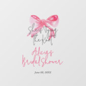 エレガントなピンクの蝶結び ブライダルシャワー ウィンドウサイン (シート)