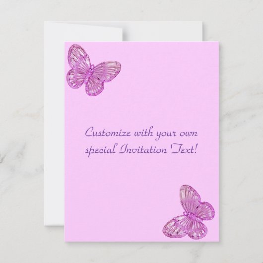 "エレガントなピンクの蝶"美しい表現 セーブザデート (裏面)