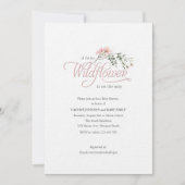 エレガントなピンクの野の花シンプルベイビーガールシャワー 招待状 (正面)