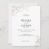 エレガントなピンクの野生の花のウェディング 招待状 (正面)
