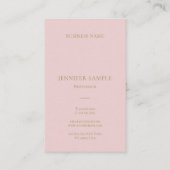 エレガントなピンクの金ゴールドの文字のモダンな最小主義のテンプレート 名刺 (裏面)