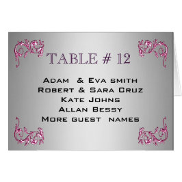 エレガントなピンクの銀製のテーブル数テンプレートの結婚
