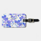 エレガントなピンクの青い水彩画のかわいい花模様 ラゲッジタグ (正面横)
