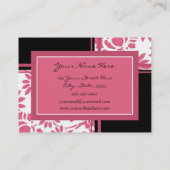 エレガントなピンクの黒い花の名刺 名刺 (裏面)