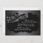 エレガントなピンクの黒板 ブライダルシャワー 招待状 (裏面)