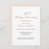 エレガントなピンクの50周年結婚記念日 招待状 (正面/裏面)