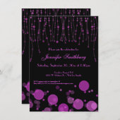 エレガントなピンクの《写真》ぼけ味ライト誕生会の招待 招待状 (正面/裏面)