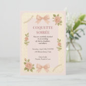 エレガントなピンクのCoquette Soiréeバースデー招待状 招待状 (スタンド正面)