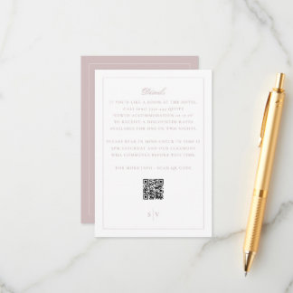 エレガントなピンクのQRコード付き結婚式詳細カード エンクロージャーカード
