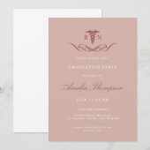 エレガントなピンクのRN卒業パーティー ナース卒業 招待状 (正面/裏面)